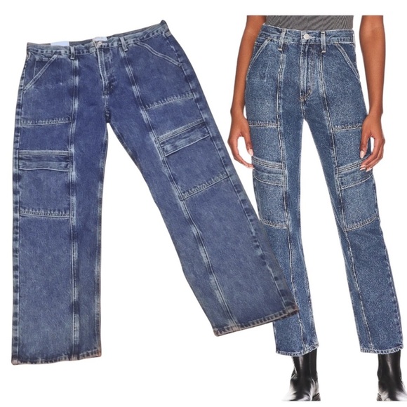 NWT AGOLDE Jeans Cooper High Rise Cargo Utility Denim in Regulation Wash Size-32